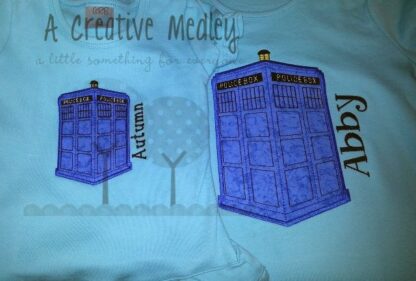 Hello Time Travel Police Box  Applique - Image 2