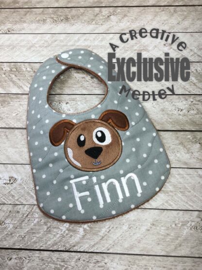 Wavy Burp Cloth with Puppy applique - In the Hoop - for large hoops - Image 4