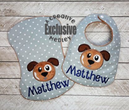 Wavy Burp Cloth with Puppy applique - In the Hoop - for large hoops - Image 3