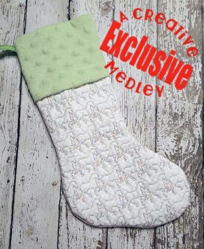 In the hoop Stocking with Cuff and Horses Motif