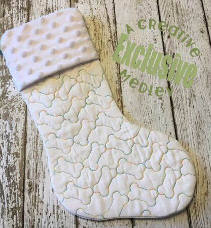 In the hoop Stocking with Cuff and Bones Motif