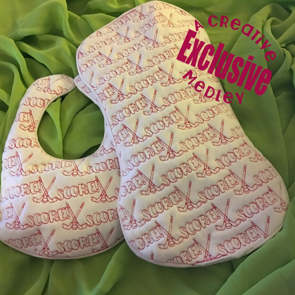 Hockey Bib and Burp Cloth In the Hoop for large hoops A Creative