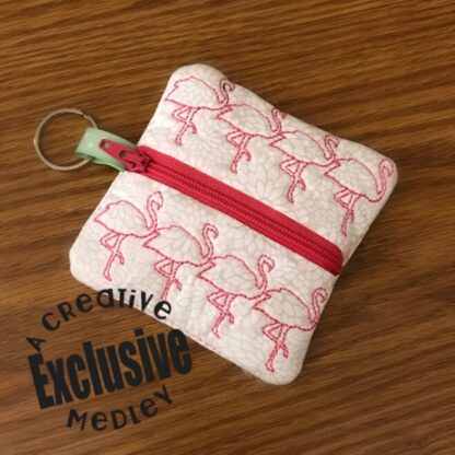 Flamingo Motif Zipper Bag In the Hoop - for 4x4 hoops