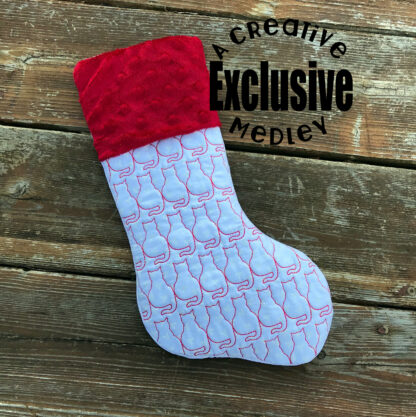 In the hoop Stocking with Cuff and Cats Motif