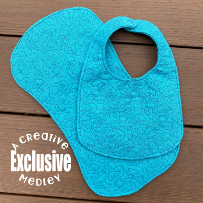 Dolphins Bib and Burp Cloth - In the Hoop - for large hoops